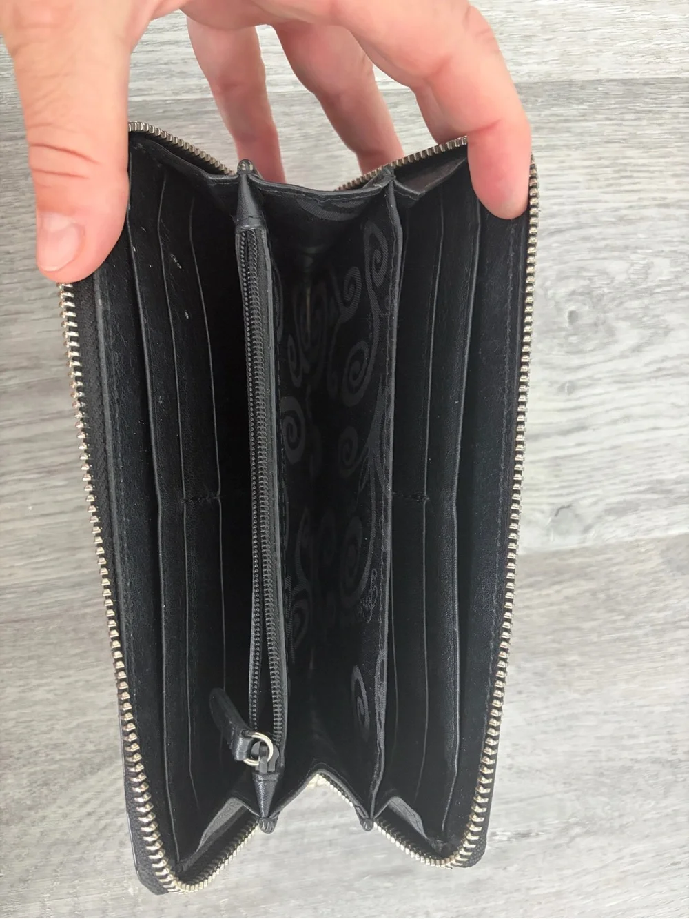 Brighton Black Zip Around Wallet with Scroll Cutout Design